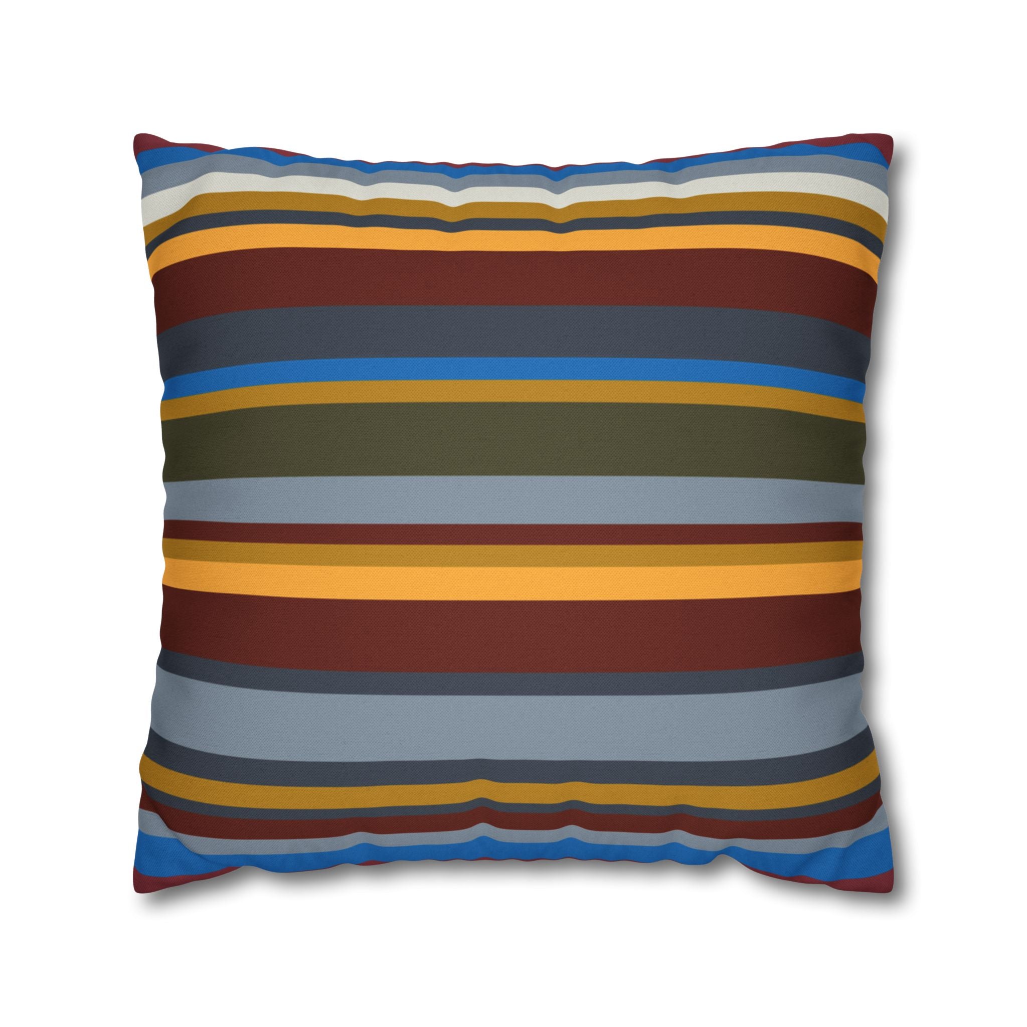 Striped Retro Throw Pillowcase — Multicolor Vintage Stripe Square Cushion Cover