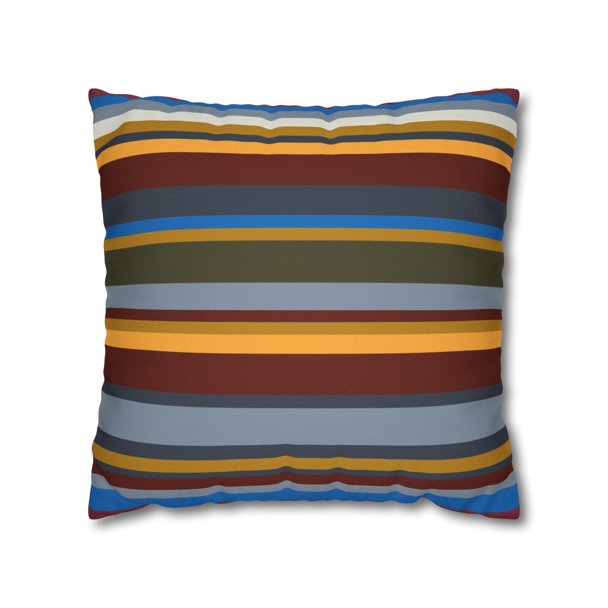 Striped Retro Throw Pillowcase — Multicolor Vintage Stripe Square Cushion Cover