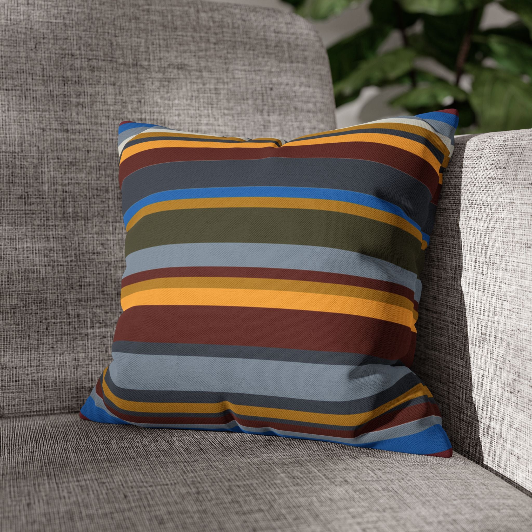 Striped Retro Throw Pillowcase — Multicolor Vintage Stripe Square Cushion Cover