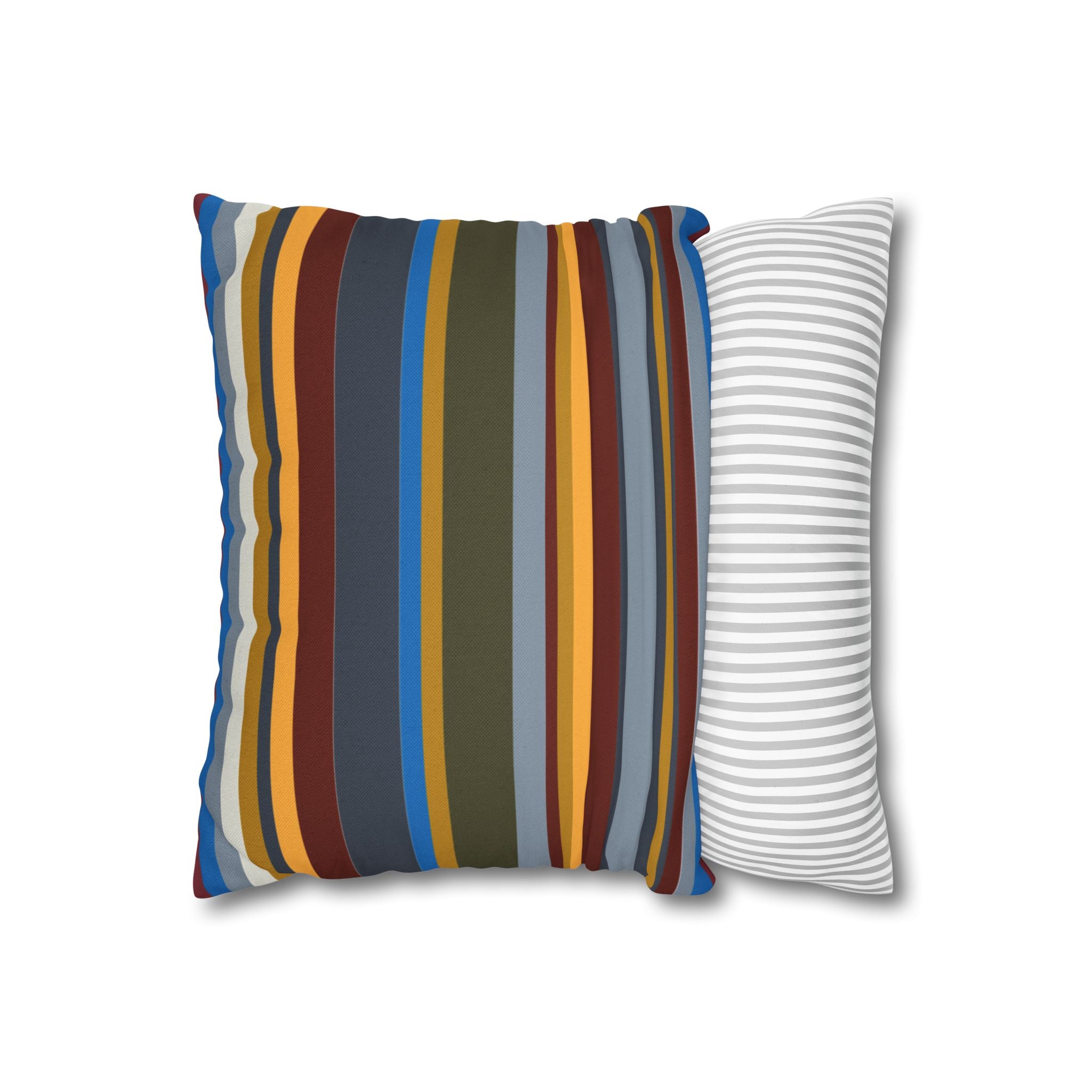 Striped Retro Throw Pillowcase — Multicolor Vintage Stripe Square Cushion Cover
