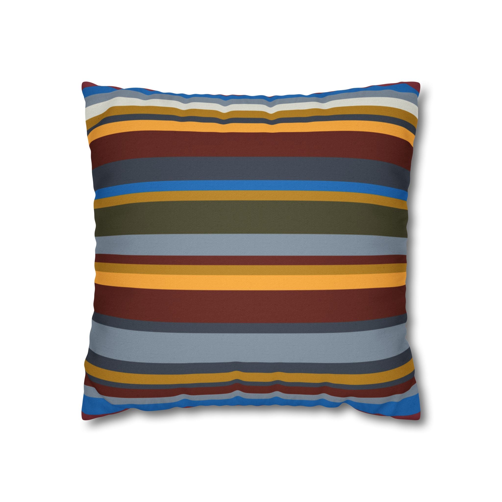 Striped Retro Throw Pillowcase — Multicolor Vintage Stripe Square Cushion Cover